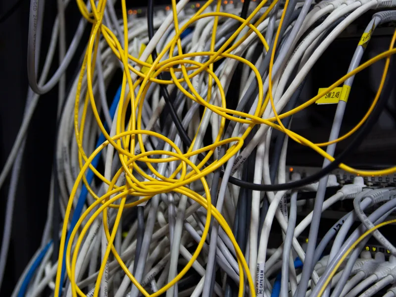 Complexe serverruimte met bekabeling die professioneel beheer vereist